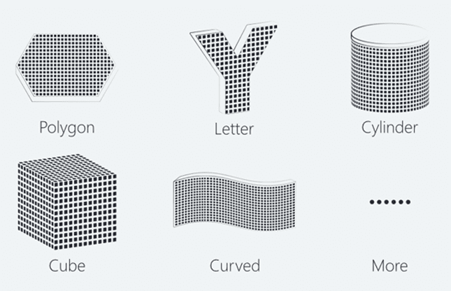 S2 Series Flexible In Shape, Polygon, Letter, Cylinder, Cube Curved